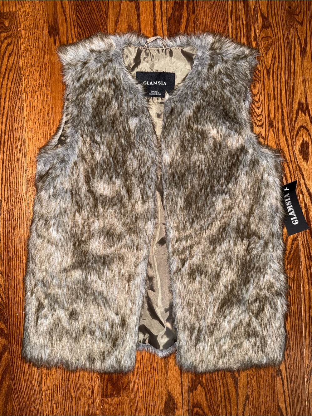 Glamsia Women's Faux Fur Vest in Gray